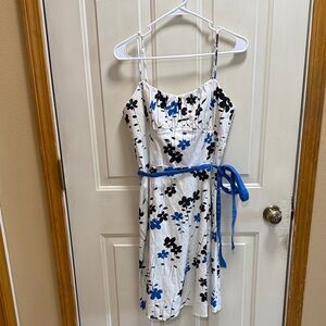 A. P. N. Y. Plus Size Babydoll Midi Floral Spaghetti Strap Dress Blue Accents